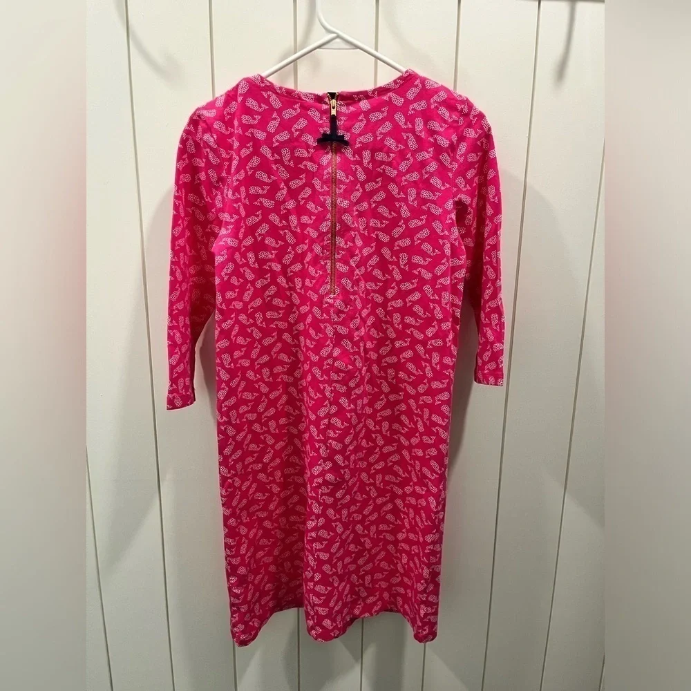 VINEYARD VINES GIRLS DRESS SIZE 16 Pink Whale NEW Rhododendron 3/4 School Knee - Picture 2 of 7